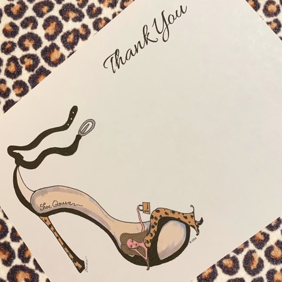 20 handmade notecards with my artwork- Shoe Queen wearing animal print - Picture 2 of 3